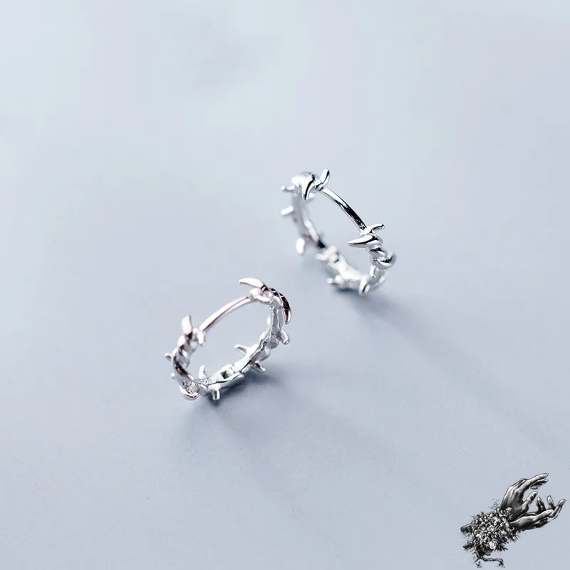 Sterling Silver Barbed Wire Hoop Earrings