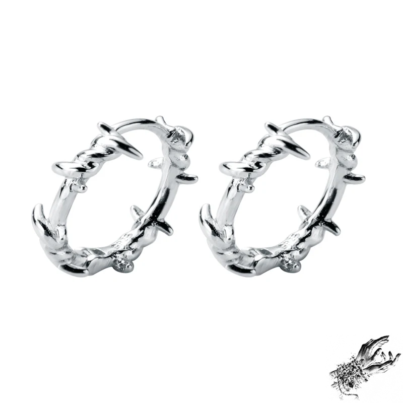 Sterling Silver Barbed Wire Hoop Earrings