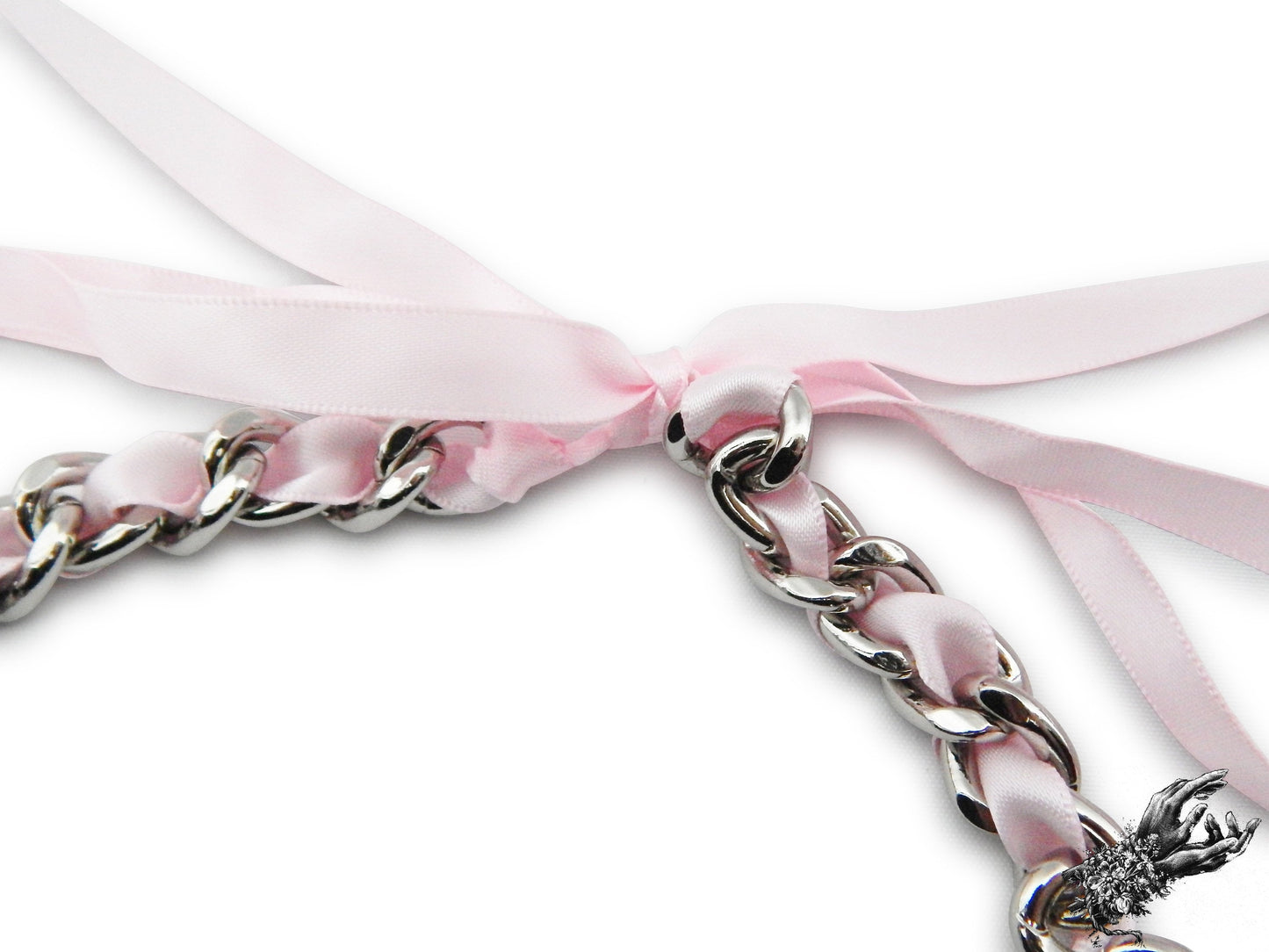 Pink Ribbon Chain and Heart Padlock Choker - LARGE SIZE