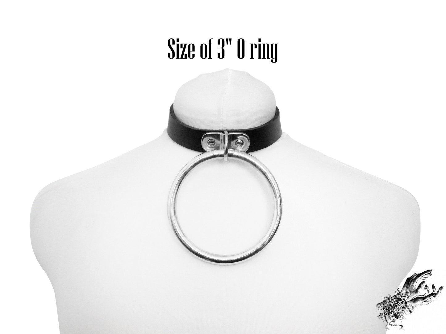 Pink Studded D and O Ring Choker with 2" O Ring - REGULAR SIZE