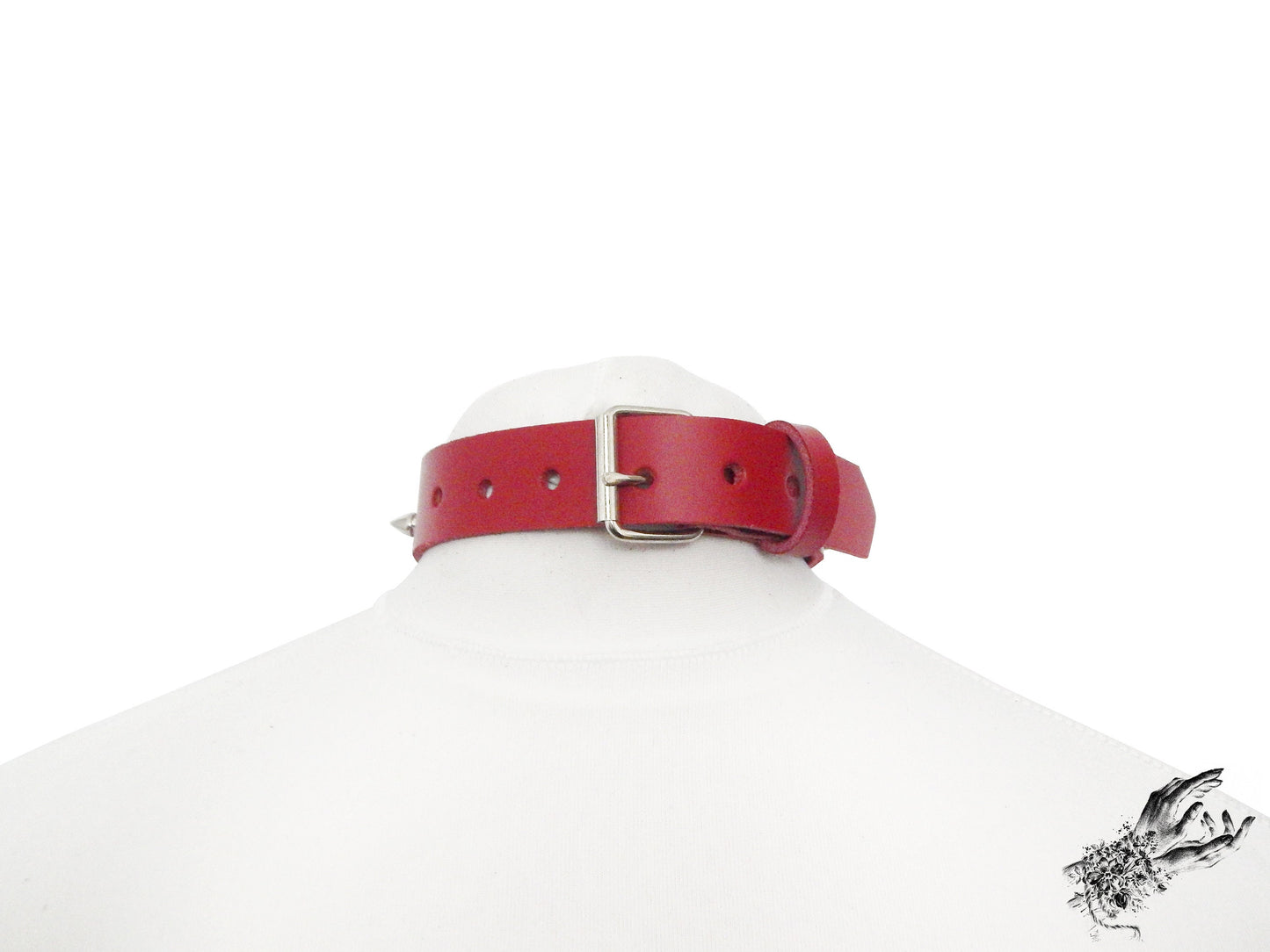 Red Studded Double O Ring Choker