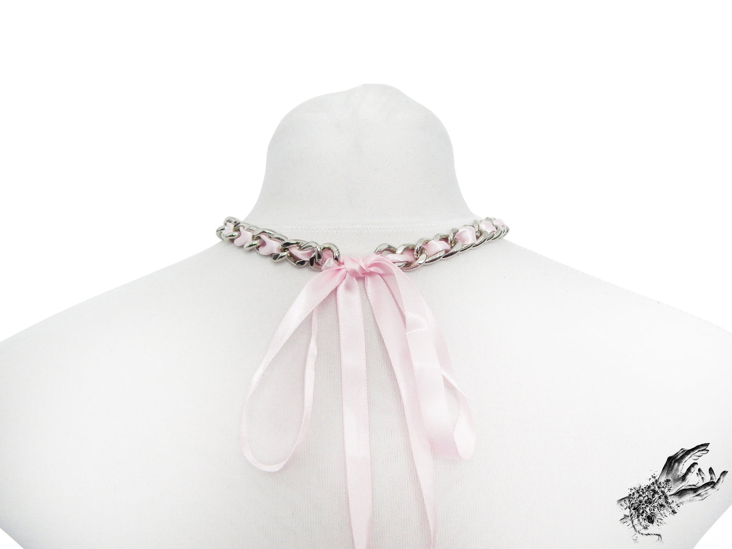 Pink Ribbon Chain and Heart Padlock Choker