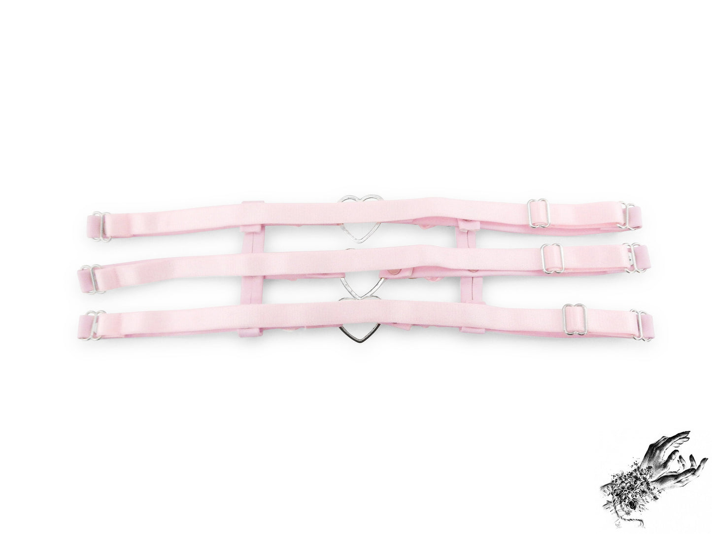 Pink 3 Strap Heart Ring Garter