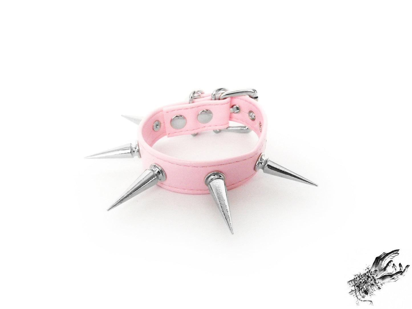 Pink Spike Studded Ankle Cuffs