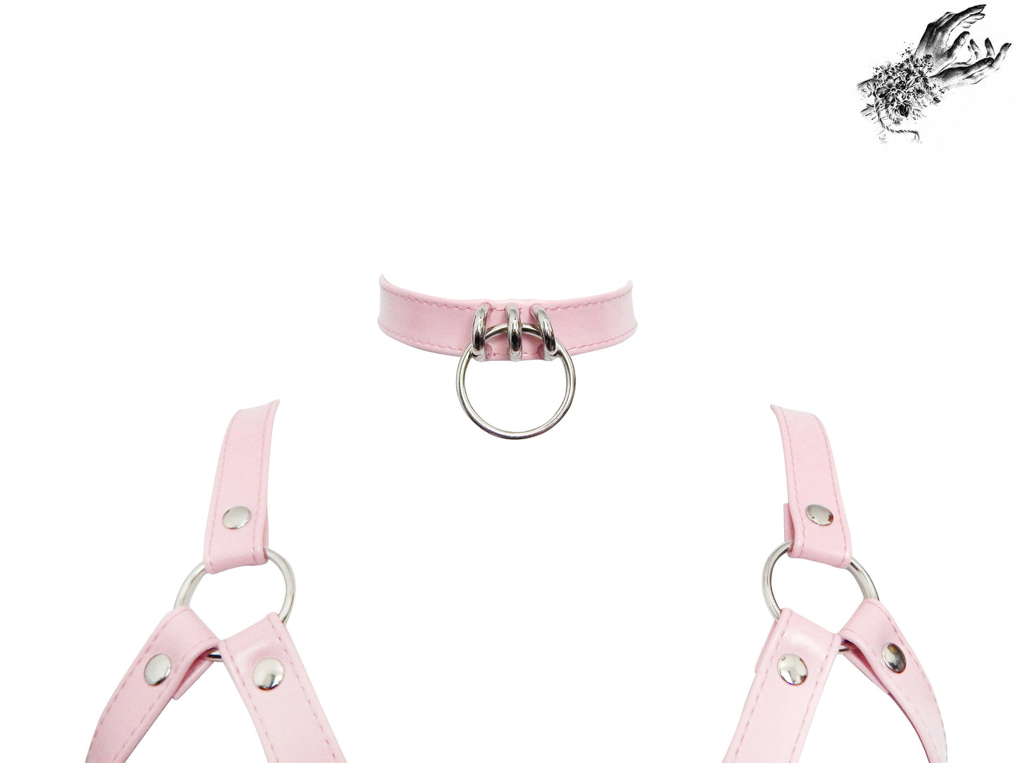 Pink Vegan Leather Corset Harness Bra