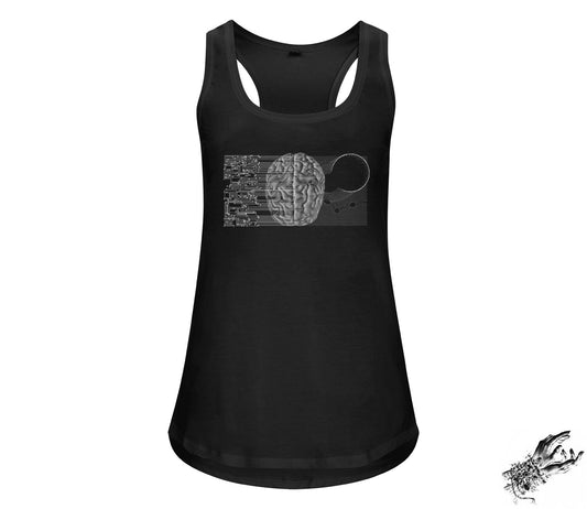 Black Circuit Board Brain Unisex Racerback Tank Top