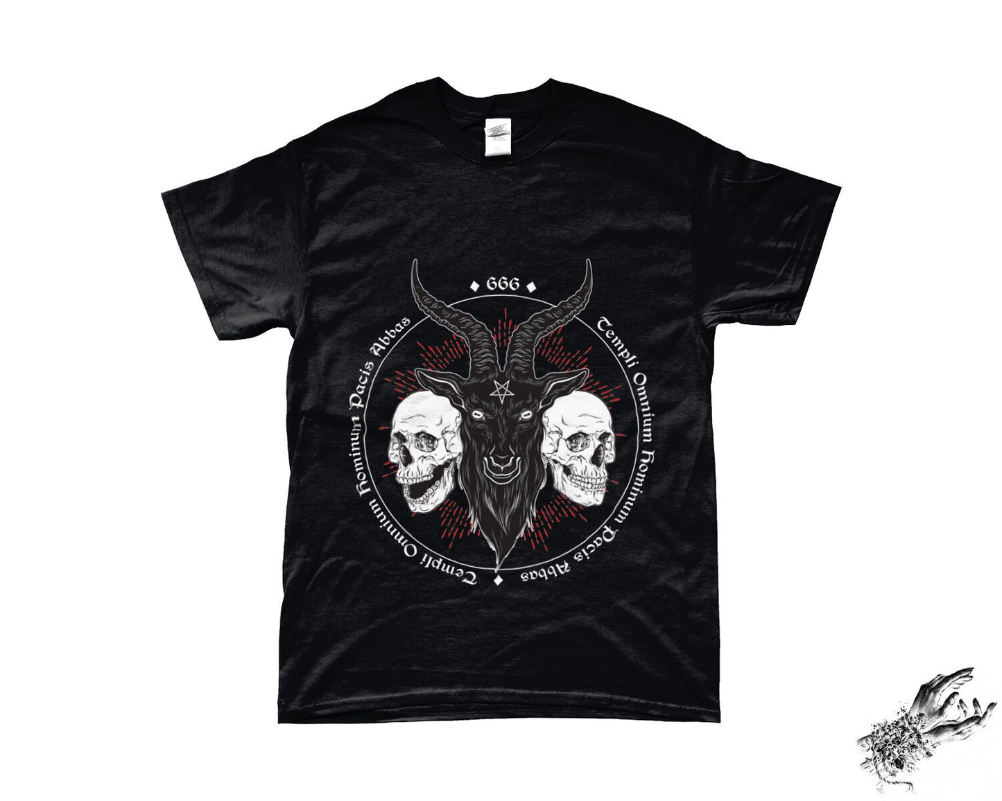 Black Baphomet and Skulls T-Shirt