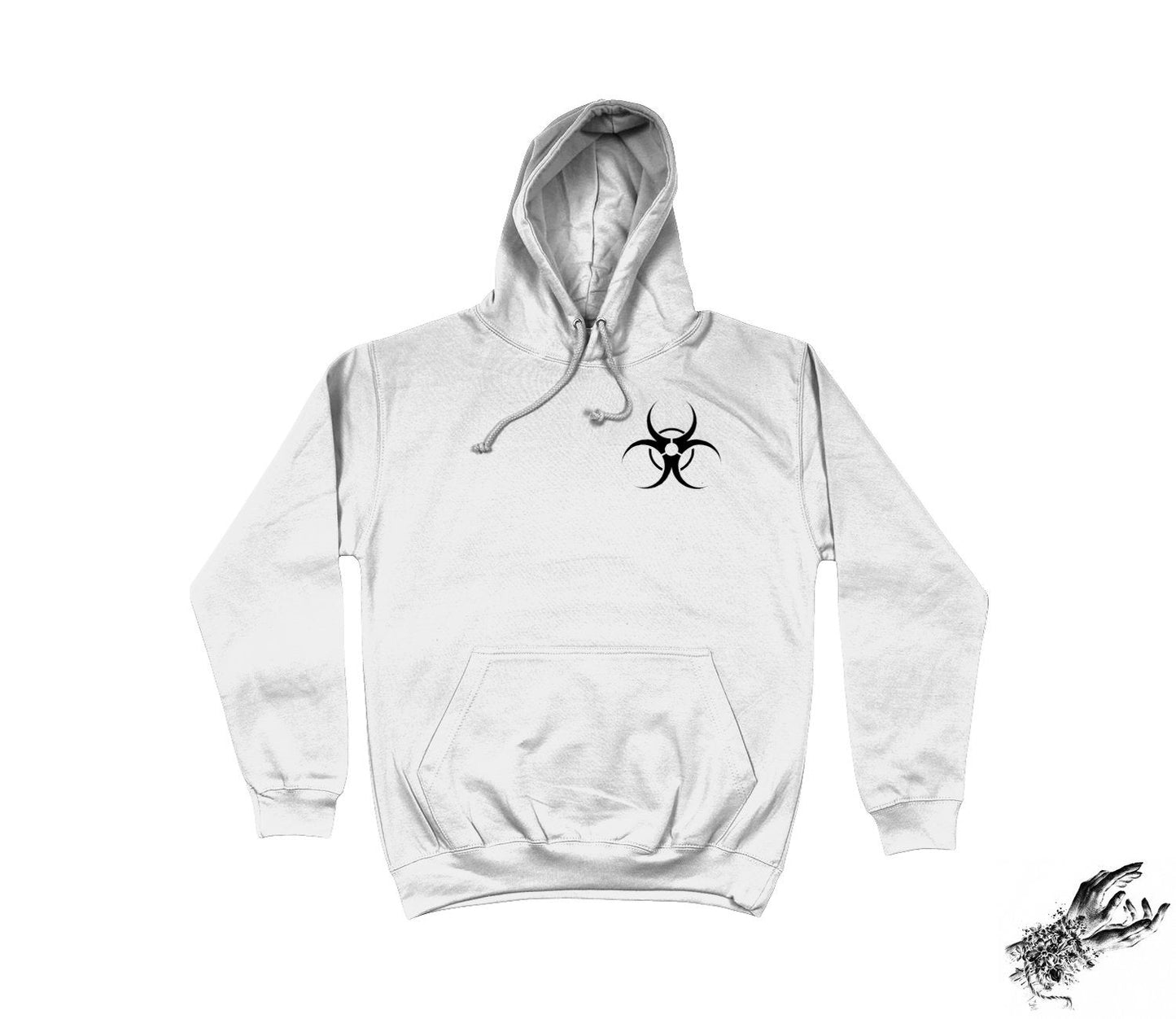 White Cyberpunk Warning Hoodie