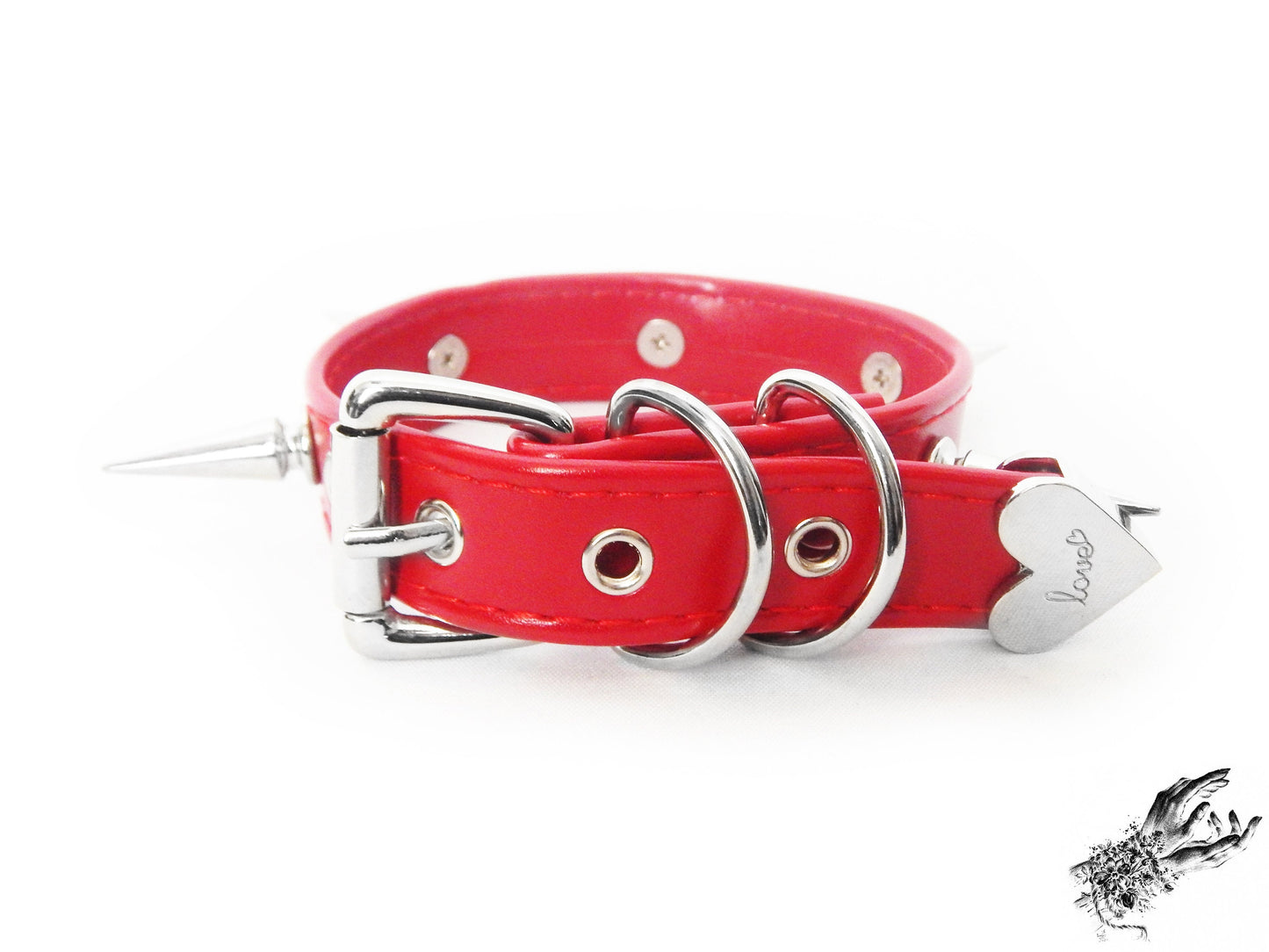 Red Spike Studded Wristband
