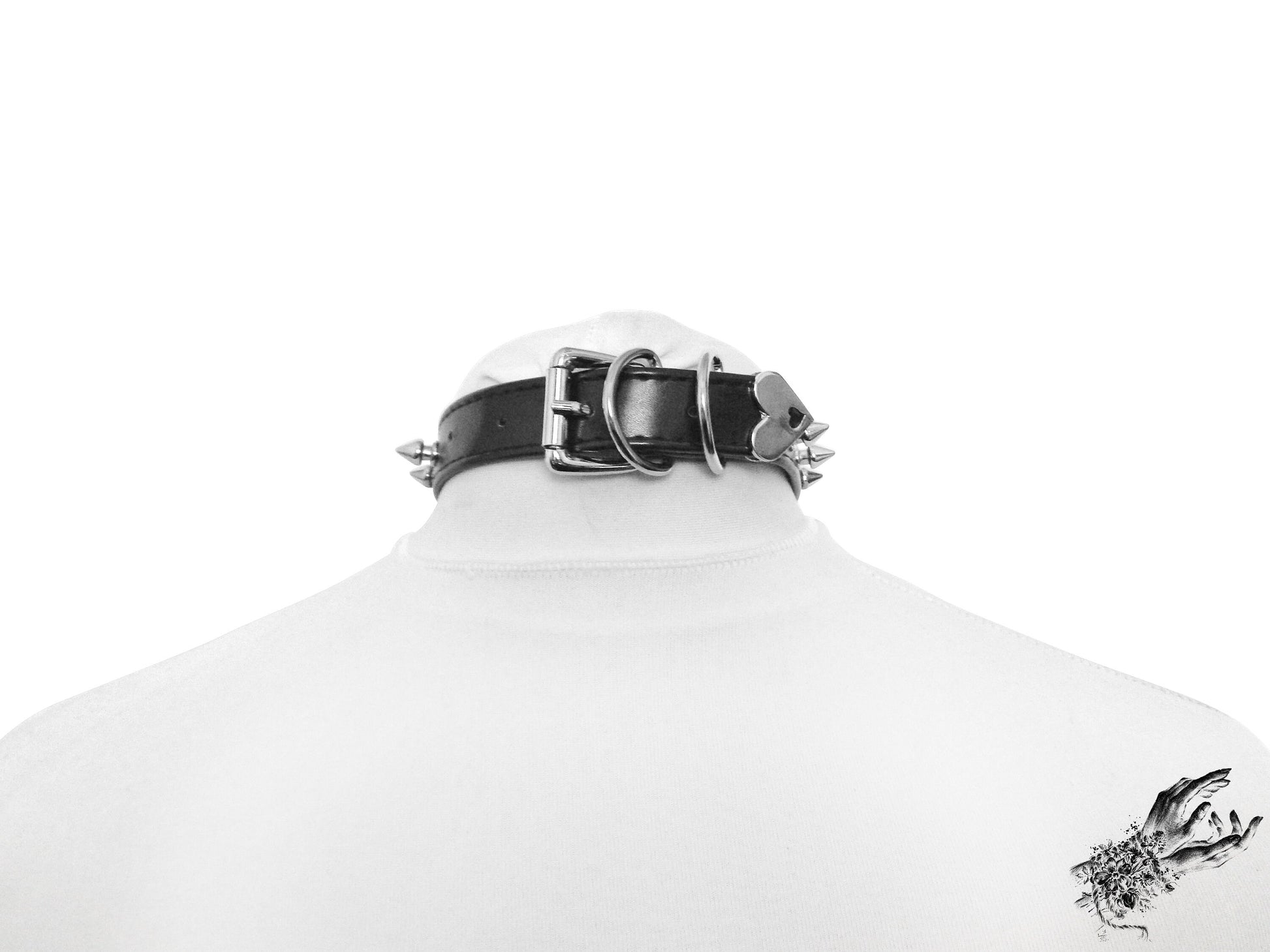 Silver Spike Stud Vegan Leather Ring — Our Widow